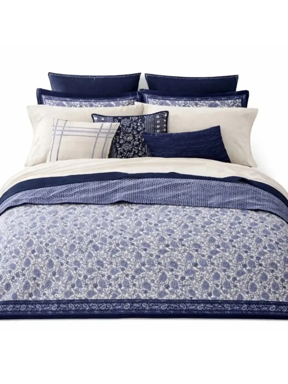 Lauren Ralph Lauren Arielle Floral Full Queen Comforter Set Cotton Navy NWT $425